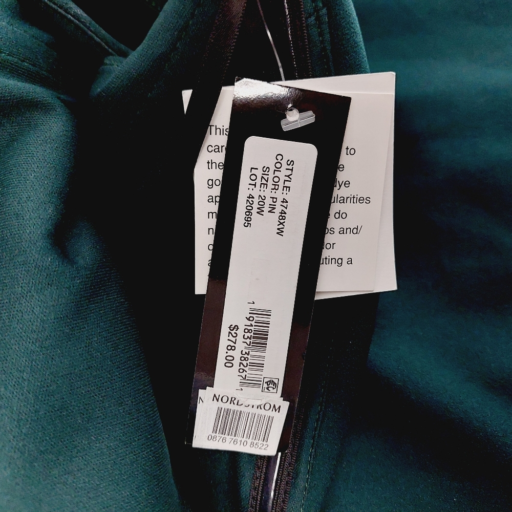 New XScape Off the Shoulder Scuba Crepe Column Gown in Pine Green P3636 - Picture 8 of 10